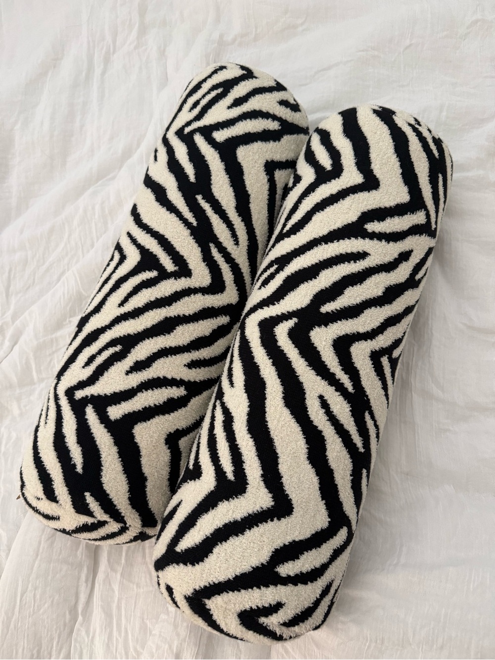 Zebra Print Bolster Pillows - Black & Cream (new with tags)